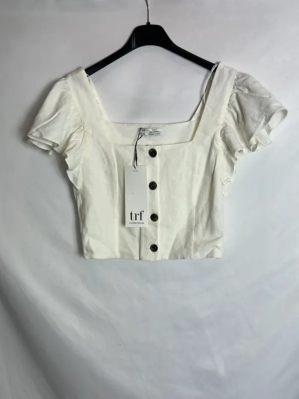 ZARA. Top blanco abotonado T.xs