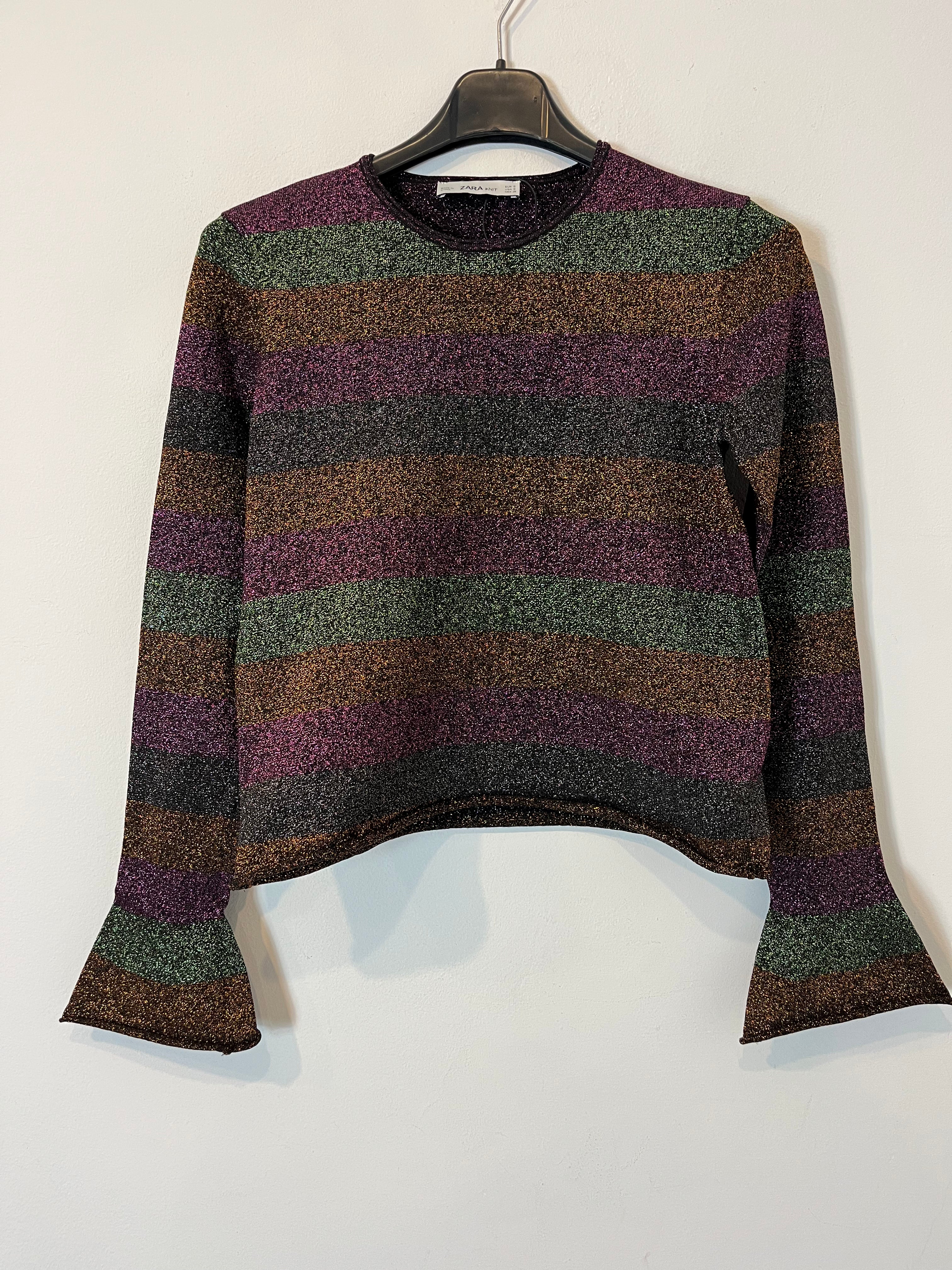 ZARA. Top elástico hilos metalizados. T S