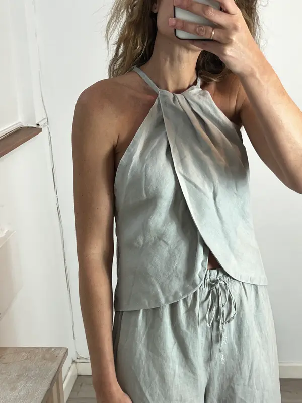 ZARA. top fluido lino T.m