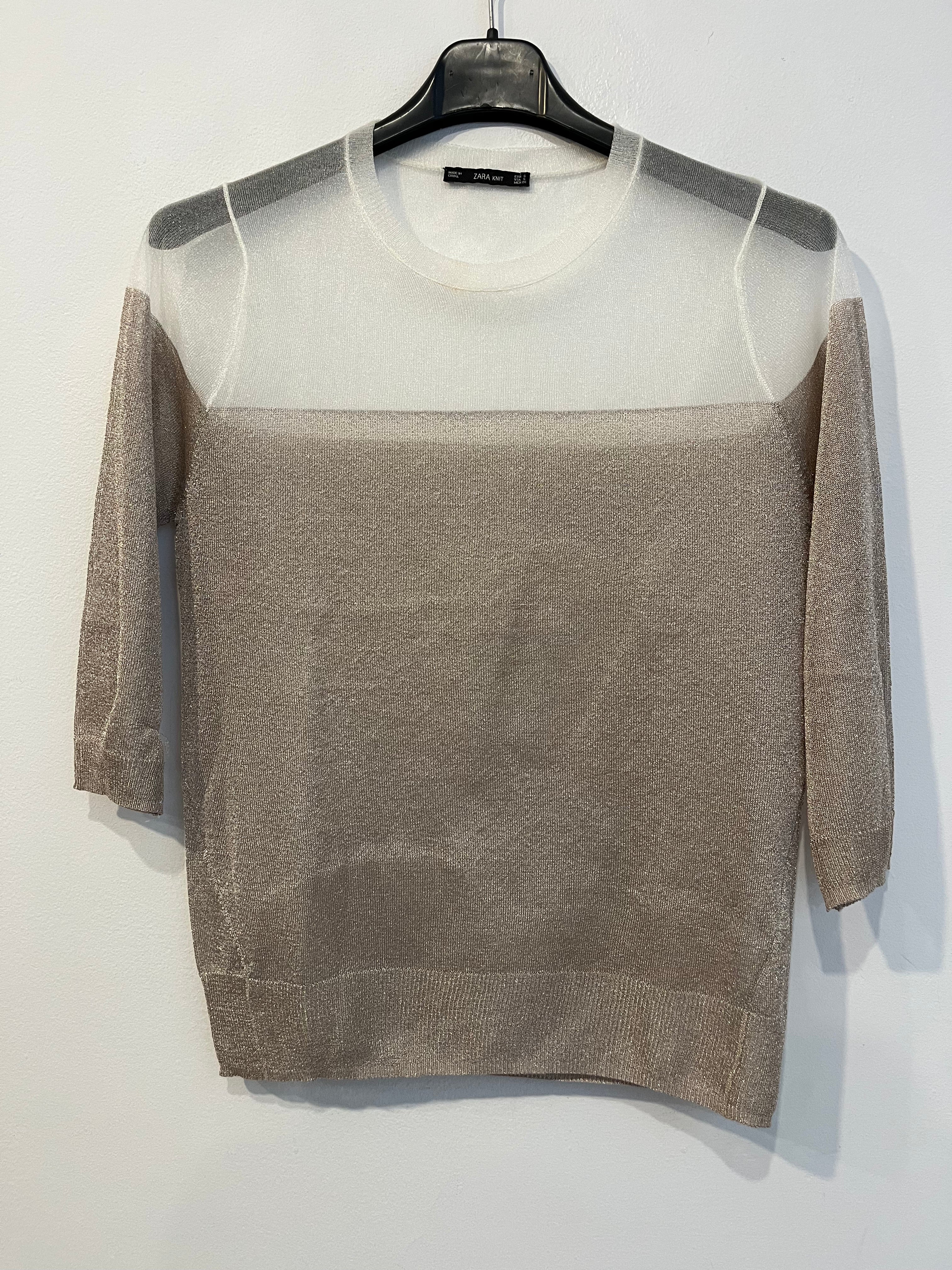 ZARA. Top hilos brillo. T S
