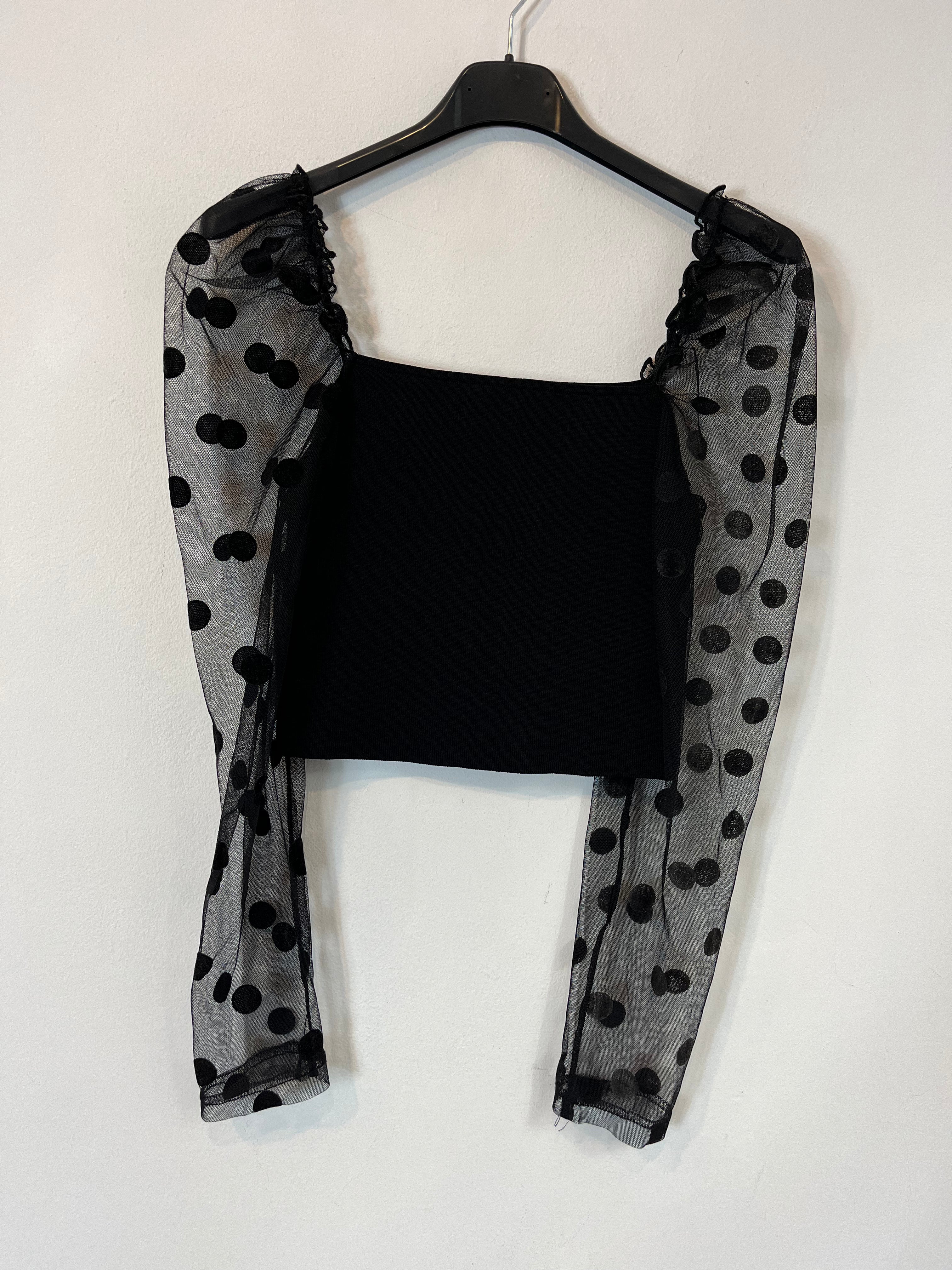 ZARA. Top negro mangas plumeti T.S