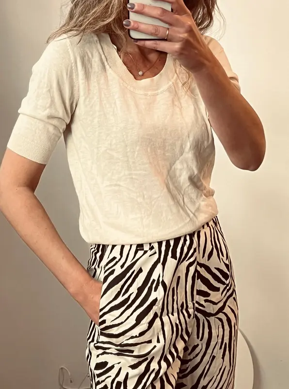 ZARA. Top punto fino beige. T M