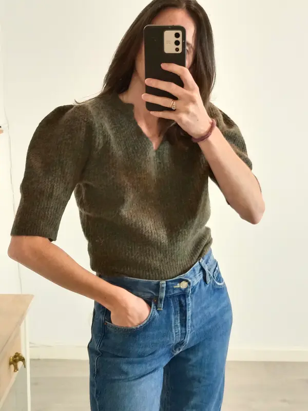 ZARA. Top punto verde colores T.m