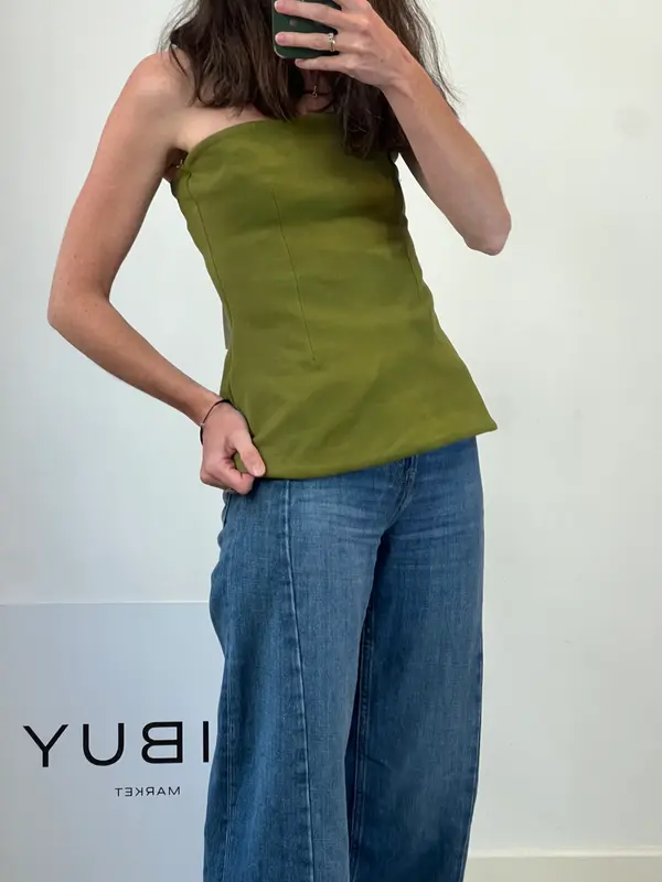 ZARA. Top verde palabra de honor
