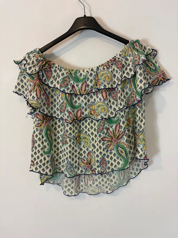ZARA. Top volantes estampado. T S