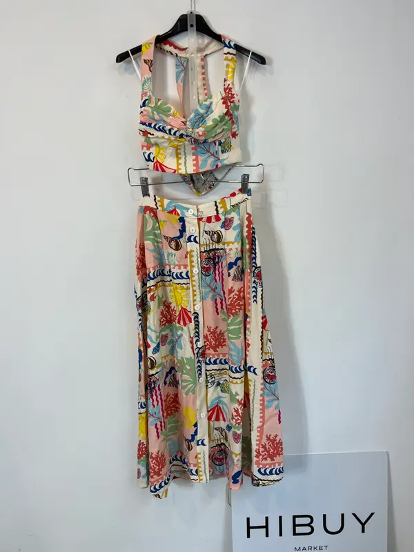 ZARA. Total look falda y top estampado T.xs/s