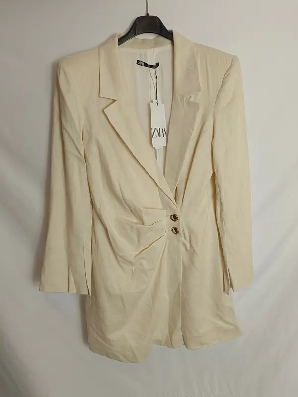 ZARA. Vestido beige cruzado T.m