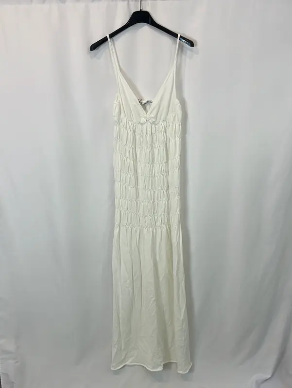ZARA. Vestido blanco fruncido T.s