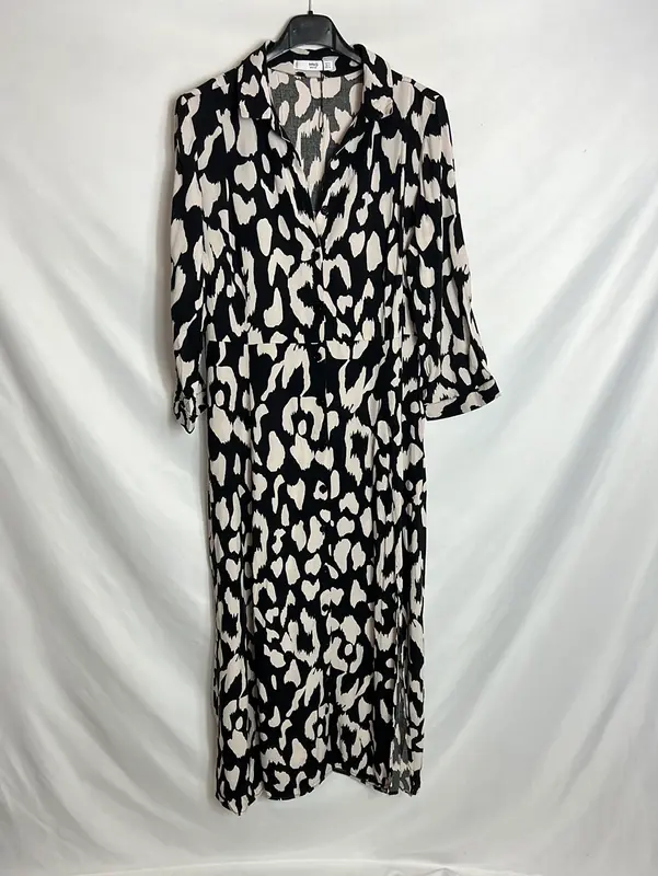 ZARA. Vestido camisero aperturas estampado. T M