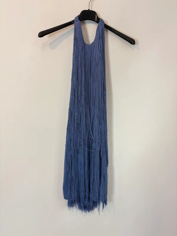 ZARA. Vestido corto flecos espalda al aire. T S