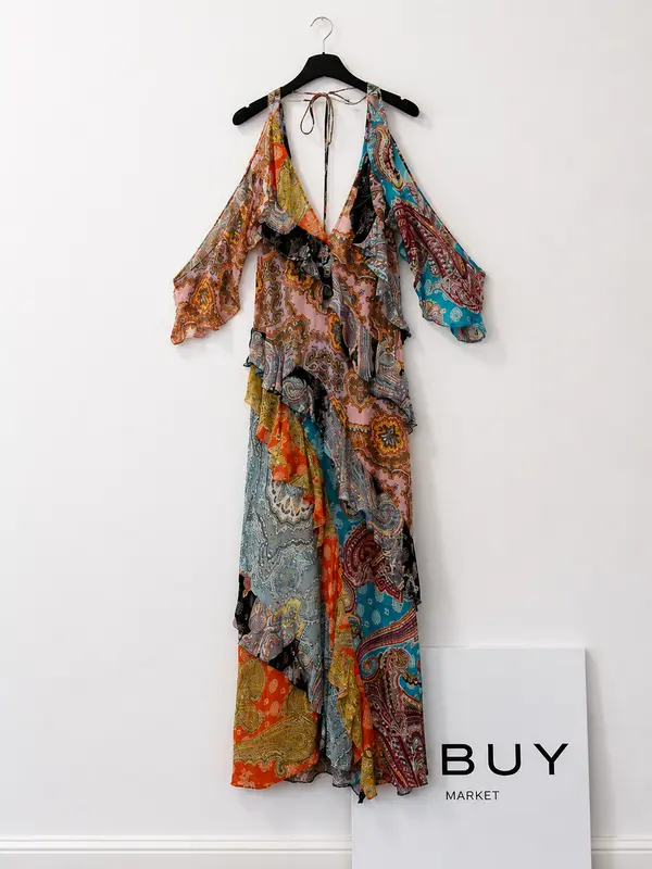 ZARA. Vestido estampado detalle de volantes