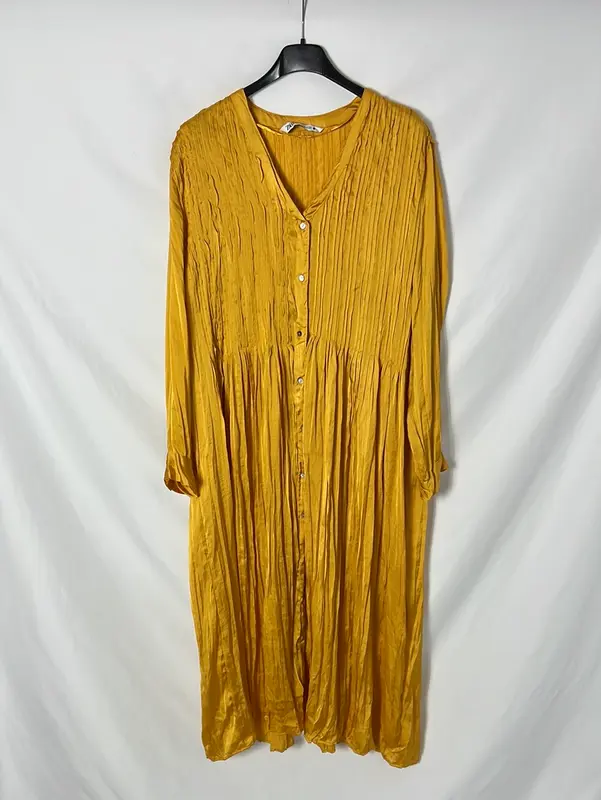 ZARA. Vestido/kimono mostaza T.xs