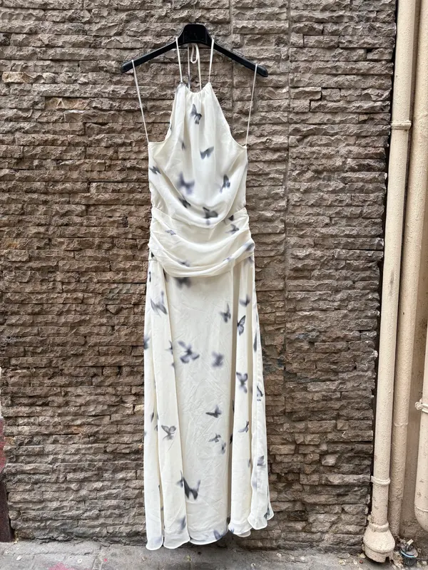 ZARA. Vestido largo asimétrico estampado