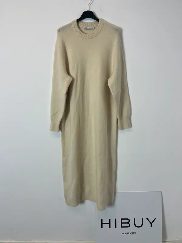 ZARA. Vestido largo beige cashmere. T S