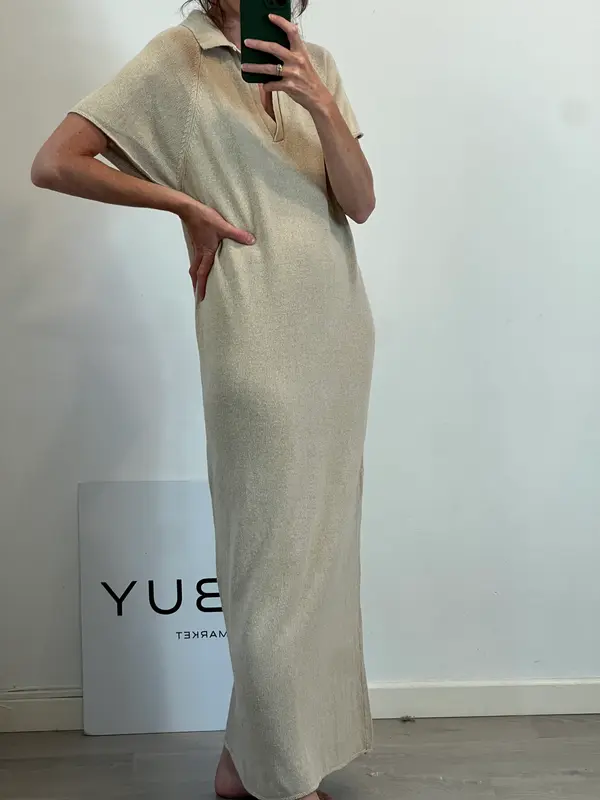 ZARA. Vestido largo beige mezcla. T S