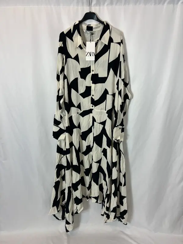 ZARA. Vestido largo bicolor camisero. T XL