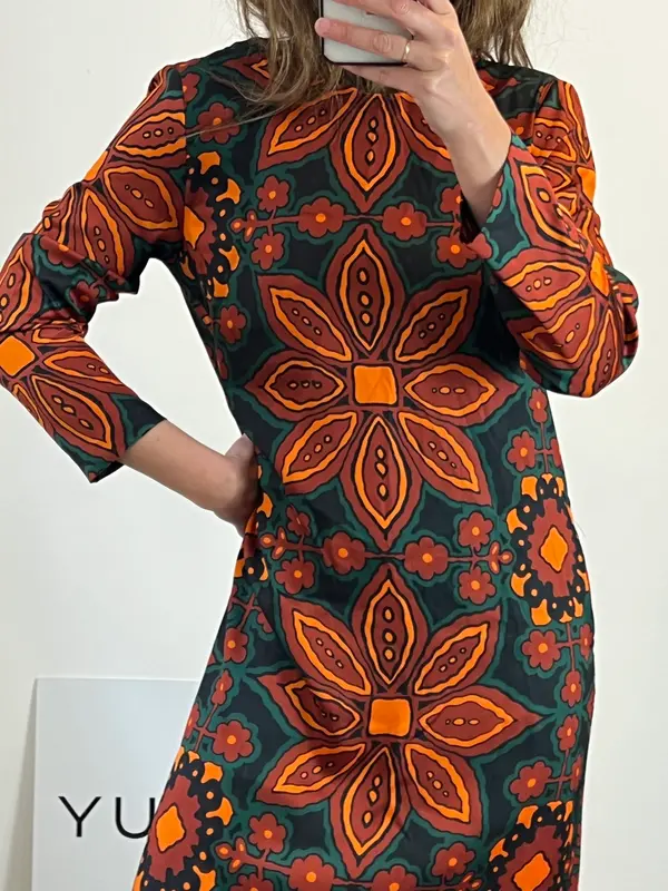 ZARA. Vestido largo estampado. T L