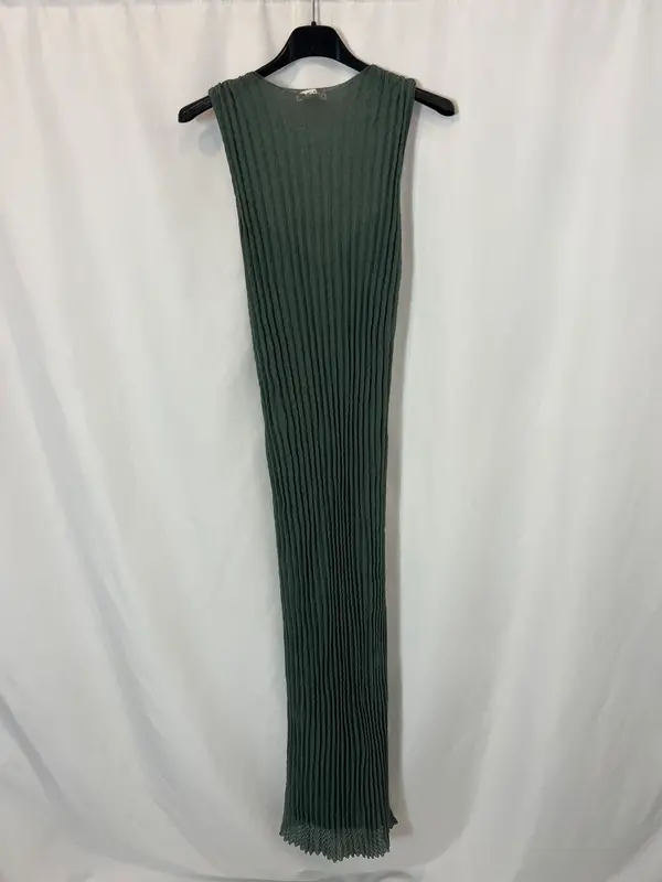 ZARA, Vestido largo verde textura. T S