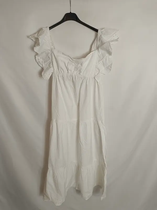ZARA. Vestido midi blanco T.m