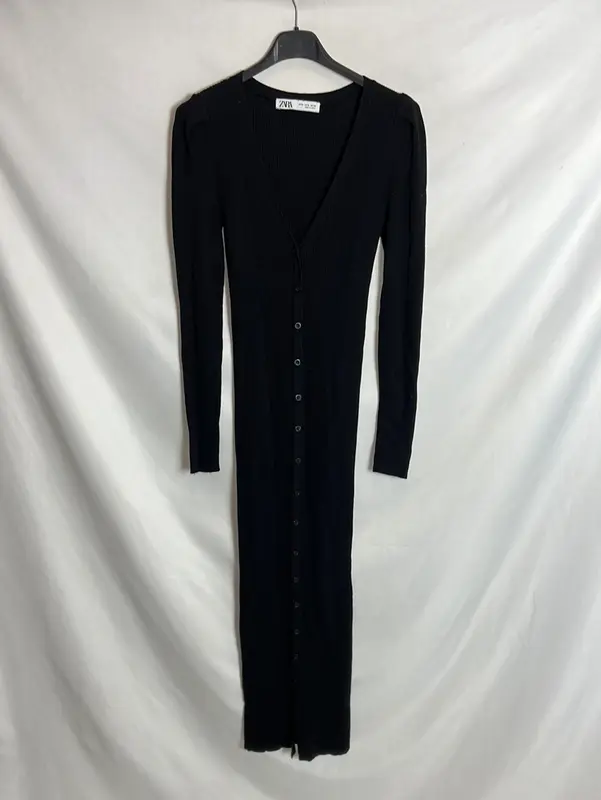 ZARA. Vestido midi canale abotonado. T m
