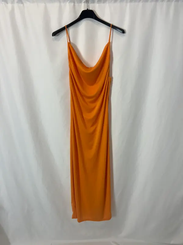ZARA. Vestido midi elástico mandarina. T S