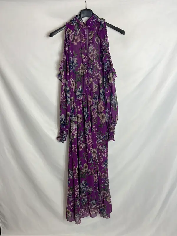 ZARA. Vestido midi hombros al aire. T XS
