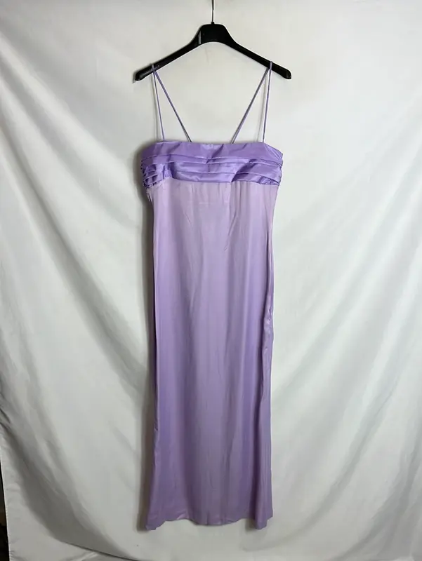 ZARA. Vestido midi malva lazo espalda. T XS
