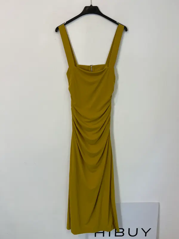 ZARA. Vestido mostaza fruncido T.s