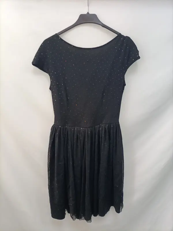 ZARA.Vestido negro tull T.m