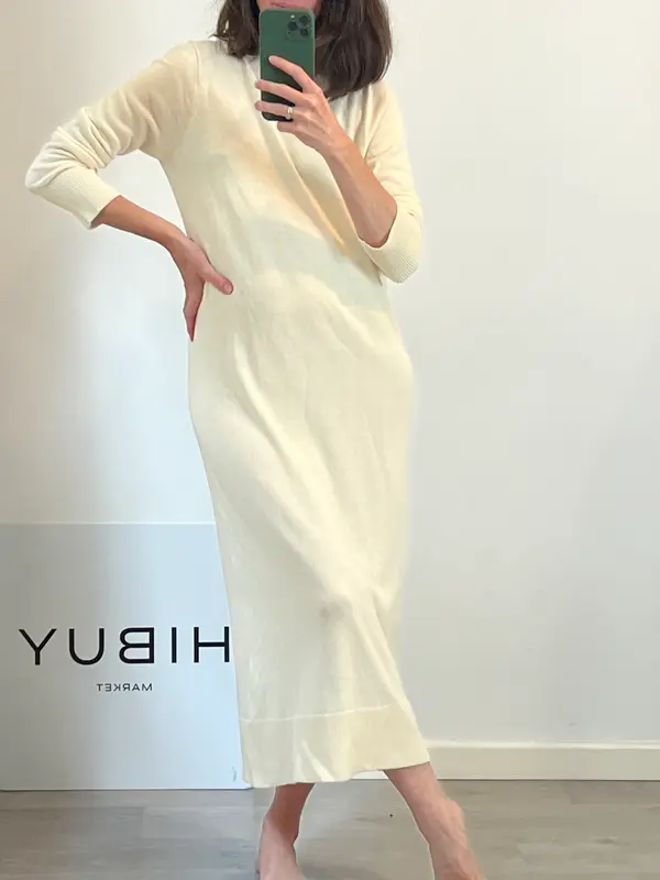 ZARA. Vestido punto beige T.m