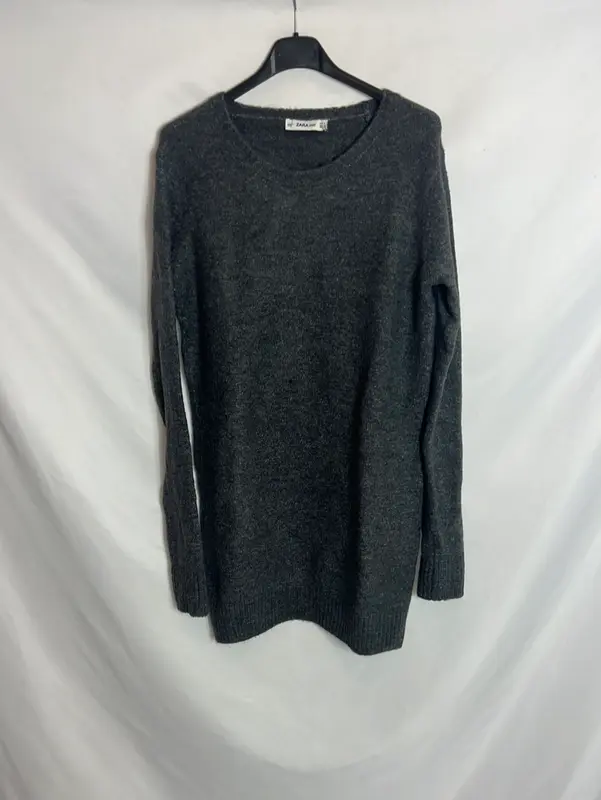 ZARA. Vestido punto gris. T S