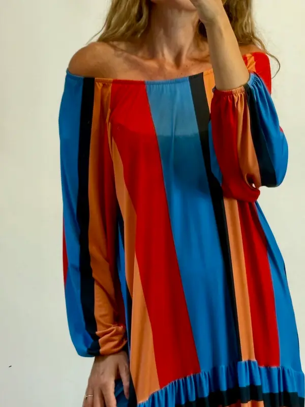 ZARA. Vestido rayas elástico fluido