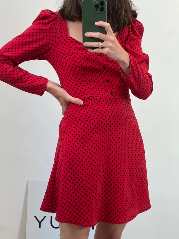 ZARA. Vestido rojo lunares T.s