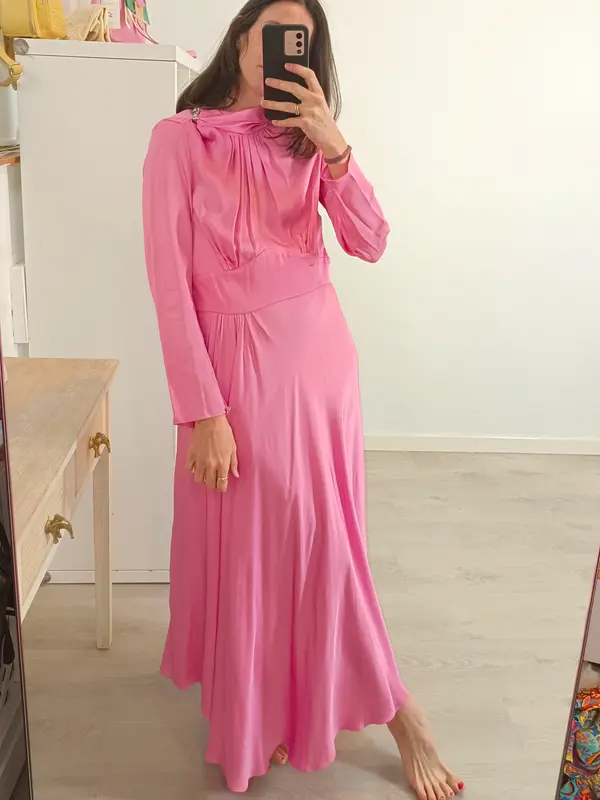 ZARA. Vestido rosa botones joya T.xs