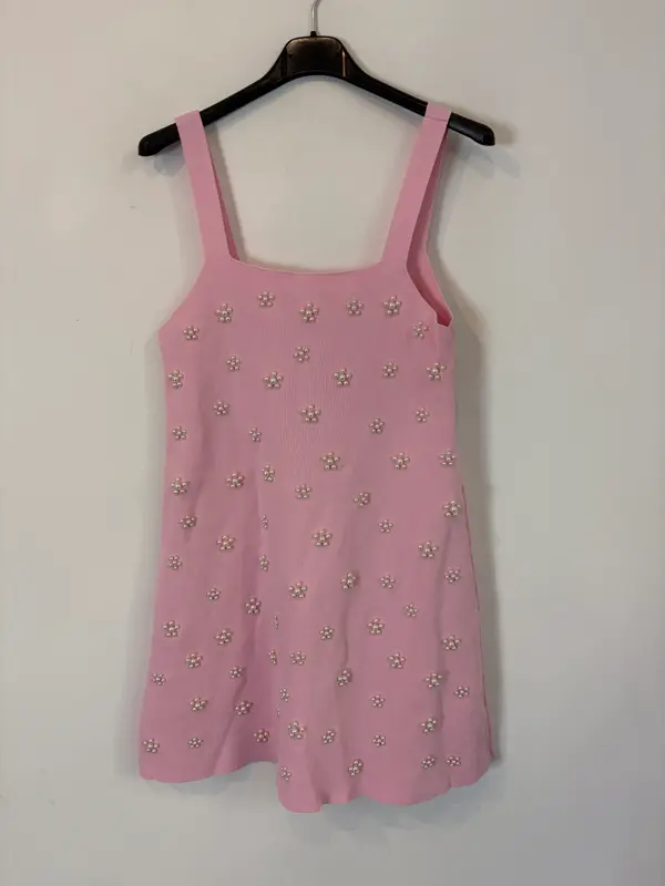 ZARA. Vestido rosa perlas T.s