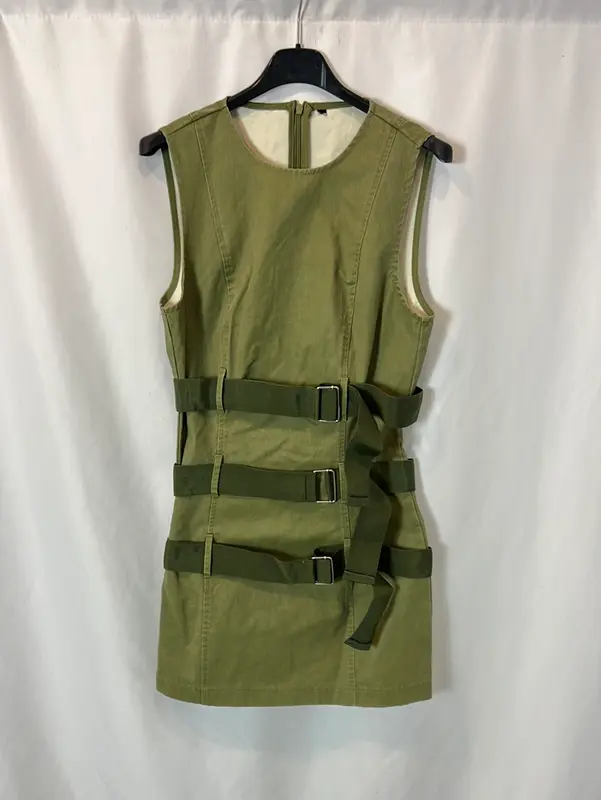 ZARA. Vestido verde encerado T.m