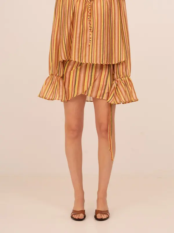 Zest Striped Wrap Skirt