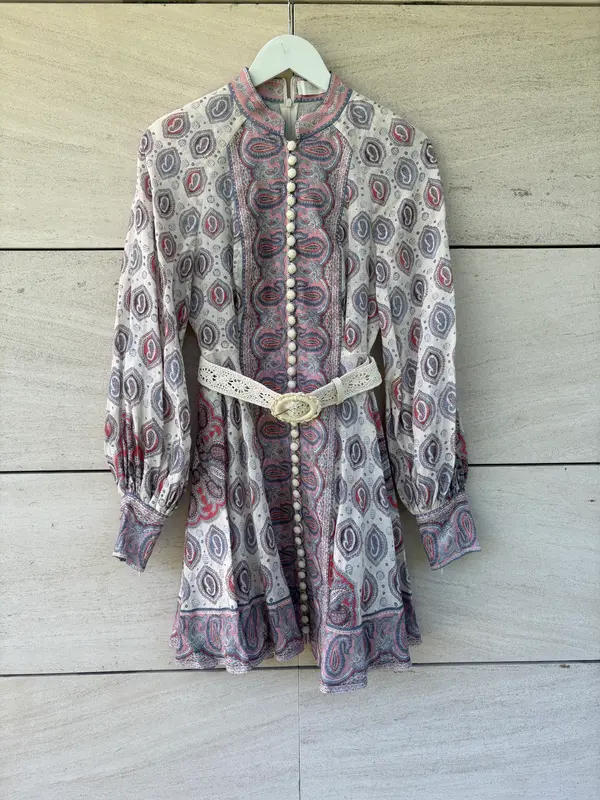 ZIMMERMANN. Vestido corto de lino estampado