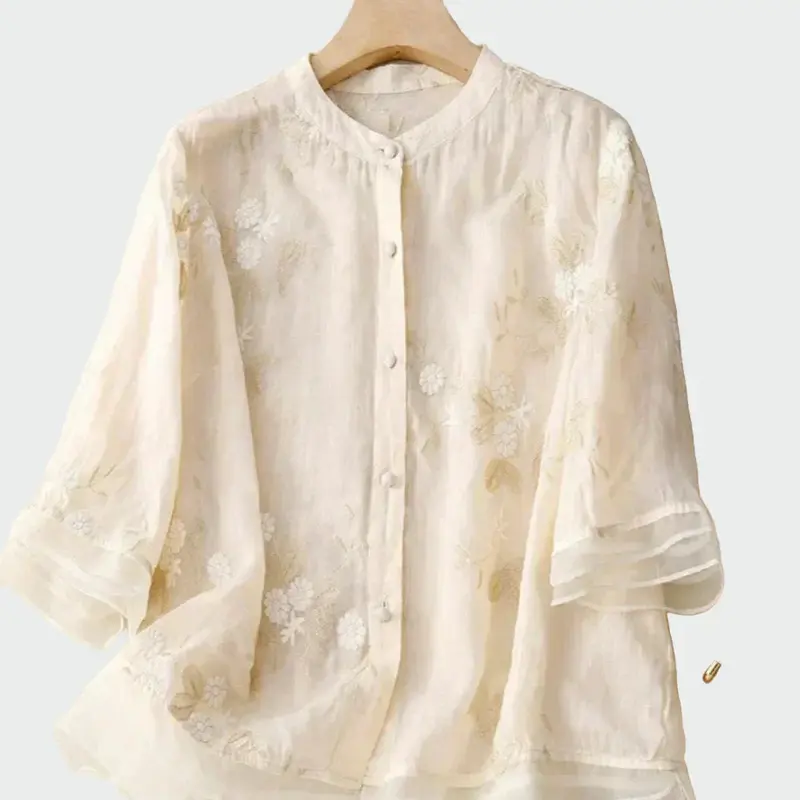 Zoe - Camisa bordada fina